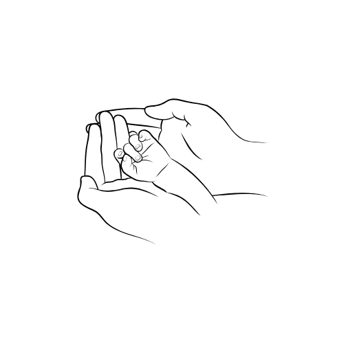 Illustration Babyhand in erwachsenen Händen
